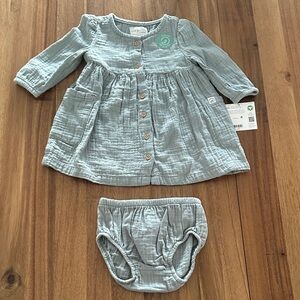 Little Planet by Carters Organic Green Baby Dress with Bloomers - 6m